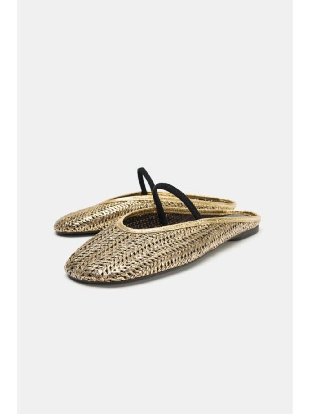 ZARA BRAIDED METALLIC SLINGBACK BALLET FLATS